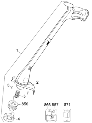 Default Diagram and Parts List for CST500-BDK Type 1 Black and Decker Trimmer